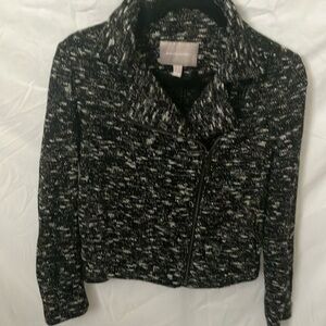 Banana Republic: Black/White Knit Zippy Jacket- 2
